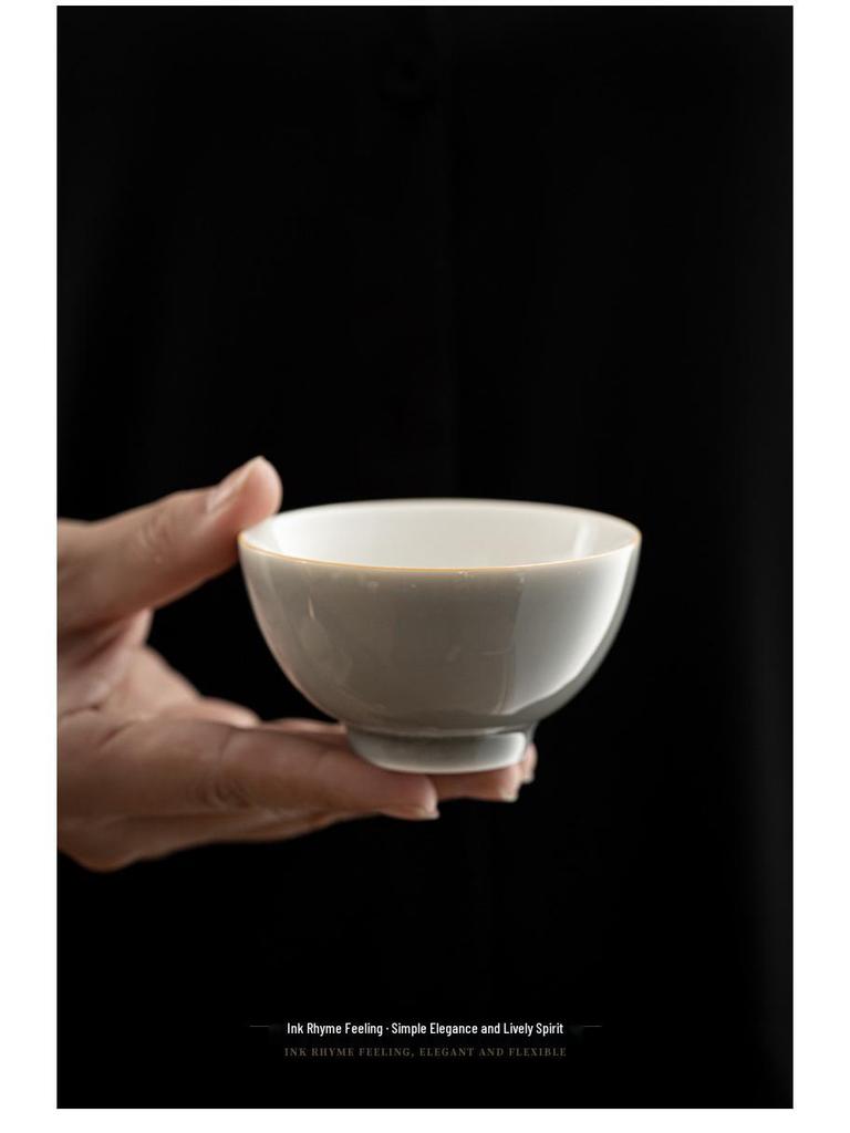 Japanese Handmade Ice Ash Glaze Ceramic Teacup - Gongfu Tasting Aroma Cup 