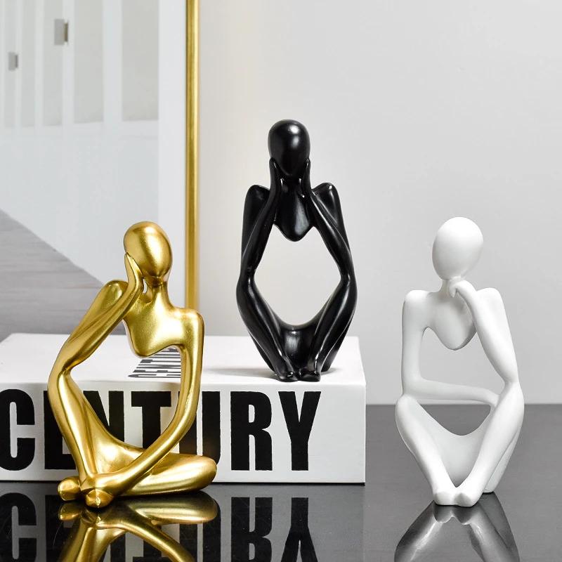 Скандинавское искусство Абстрактная статуэтка Мыслителя Современный европейский стиль Полимерная ручная работа Декор для офиса дома Настольная скульптура Украшения