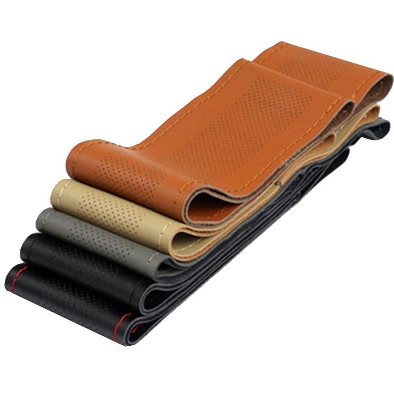 Чехол на руль автомобиля 15 дюймов/38 см, оплетка из мягкой искусственной кожи на руле с иглой и ниткой