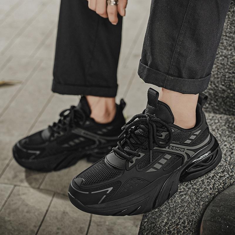 Осень новые мужские кроссовки для бега и спорта на подошве "попкорн", модные, на толстой подошве, увеличивающие рост, сетчатые, дышащие, кроссовки "папа", мужская обувь