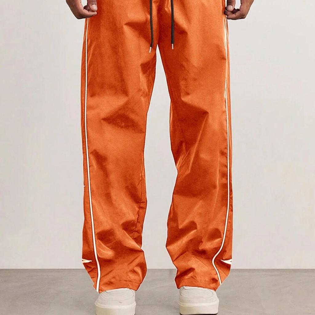 Модные мужские свободные прямые брюки 2025 года, весна-лето, уличная мода, брюки на шнурке, мужские брюки с вышивкой в стиле хип-хоп со звездами