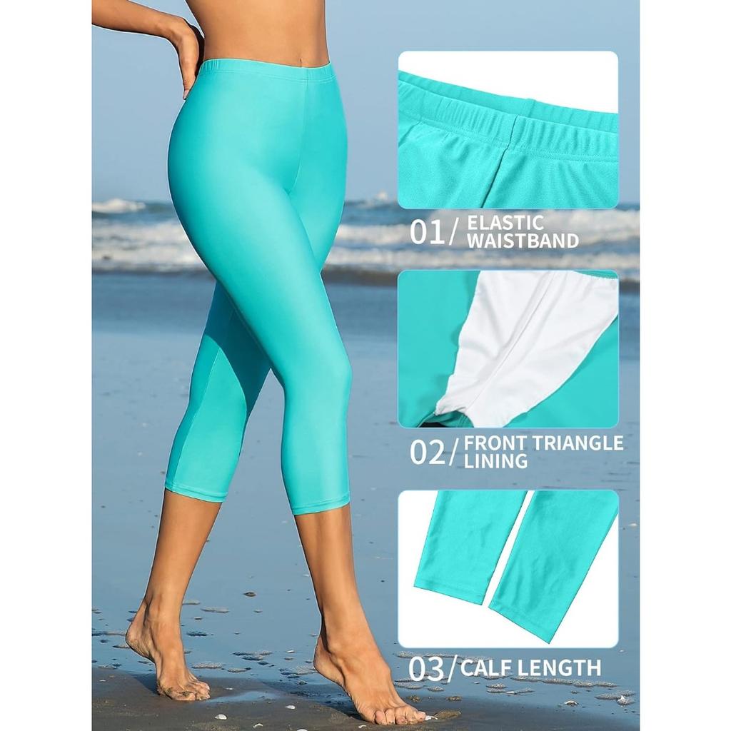 CHARMLEAKS Брюки для плавания для женщин, капри с высокой талией, шорты для плавания, леггинсы для плавания