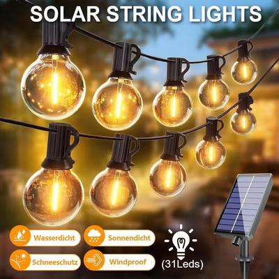 Солнечные гирлянды уличные LED небьющиеся лампочки диммируемые солнечные гирлянды для улицы заднего двора вечеринки новогоднее украшение