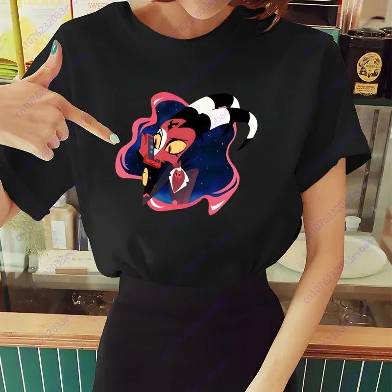 Женская футболка Helluva Boss Летняя футболка с коротким рукавом и принтом жевания Забавная футболка Харадзюку Топы Мужская футболка Уличная одежда