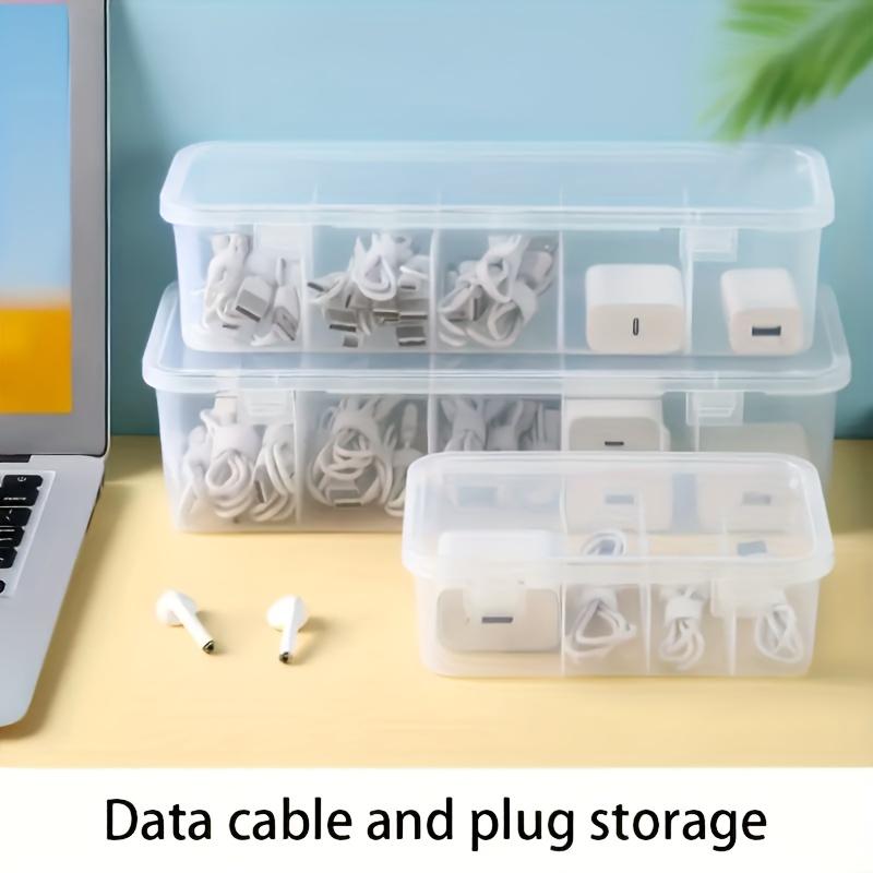 Large-capacity Covered Cable Gemstoneent Box, 5 Compartments - A Space-saving Desktop Storage Solution for Offices and Homes.