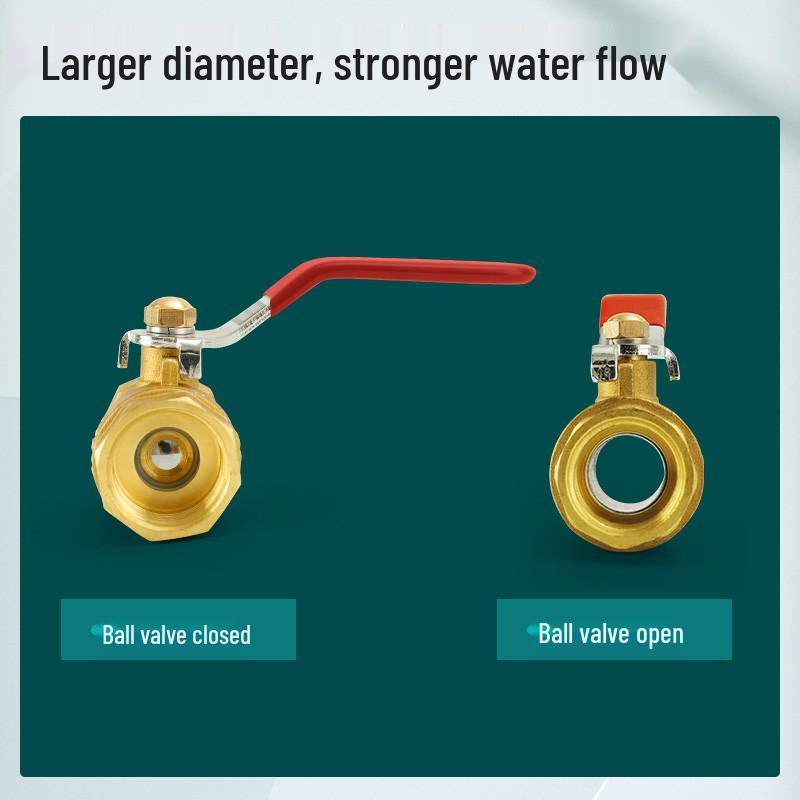 Brass Double Female Thread Ball Valve with Long Handle, Thickened for Water Heating, Available in Sizes: DN25, DN32, DN40, DN50.