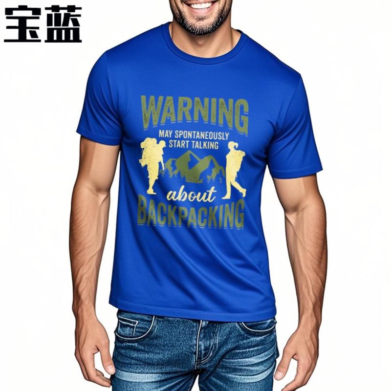 Printed Teenagers Round Neck tshirt Streetwear Warning May Spontaneously Start Talking About Backpacking Classic For Unisex