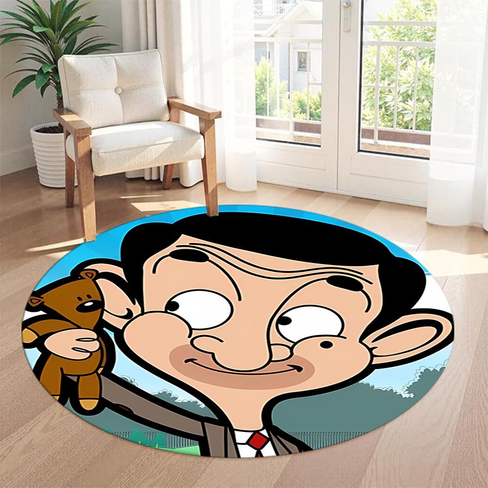Mr. Bean Round Area Rug Perfect for Study room Living Rooms Dining Room Dormitory Antislip Round Carpet Office home decor Gift for Festivals