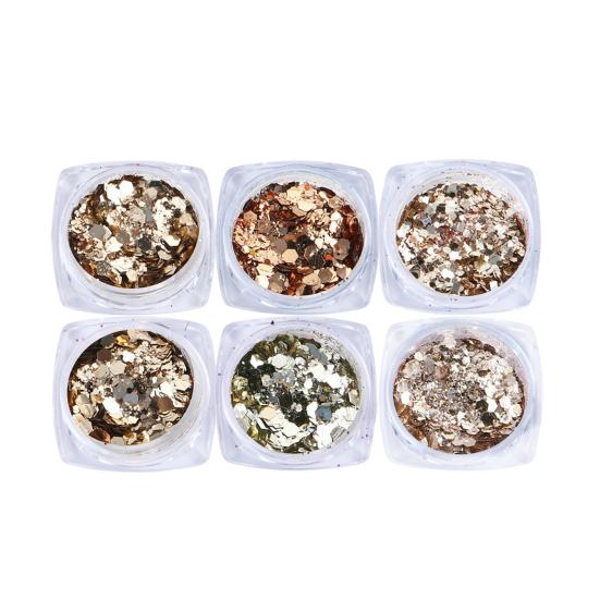 1 набор блесток для ногтей, сияющий, легкий, вставной, глянцевый, не капающий, сделай сам, сверкающий, 6 цветов, украшение для ногтей, блестки, маникюрный салон, поставка