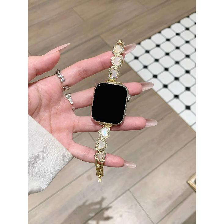 New Bling heart-shaped metal For Apple Watch band women Series S11/10/8/7/6/3/4/5/9 40mm 41mm 38mm 42mm 44mm 45mm 46mm Strap