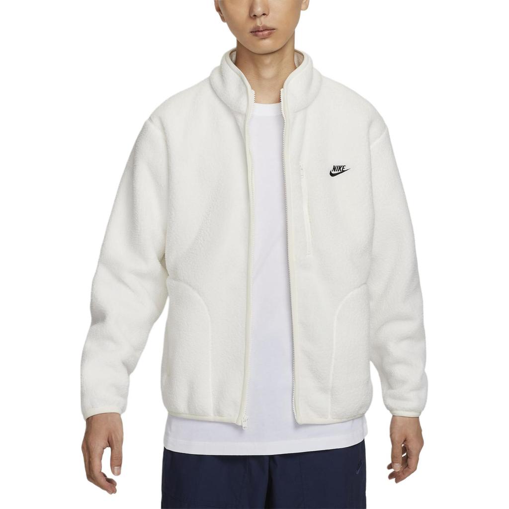 Nike Клубная повседневная модная простая флисовая куртка на молнии с длинным рукавом Мужские куртки Sail-White Black FZ0889-133