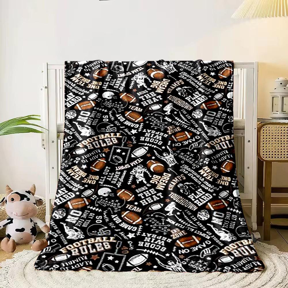 American Football Theme Print Blanket, Flannel blanket for bedroom, living room, sofa, and nap sofas.