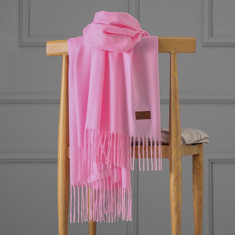 Cashmere Scarf Women's Autumn and Winter Solid Color Tassel Shawl Thickened Warm Scarf