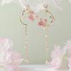 New Korean Style Flower Asymmetrical Dangle Earrings for Women Long Tassel Cute Earring Sweet Jewelry