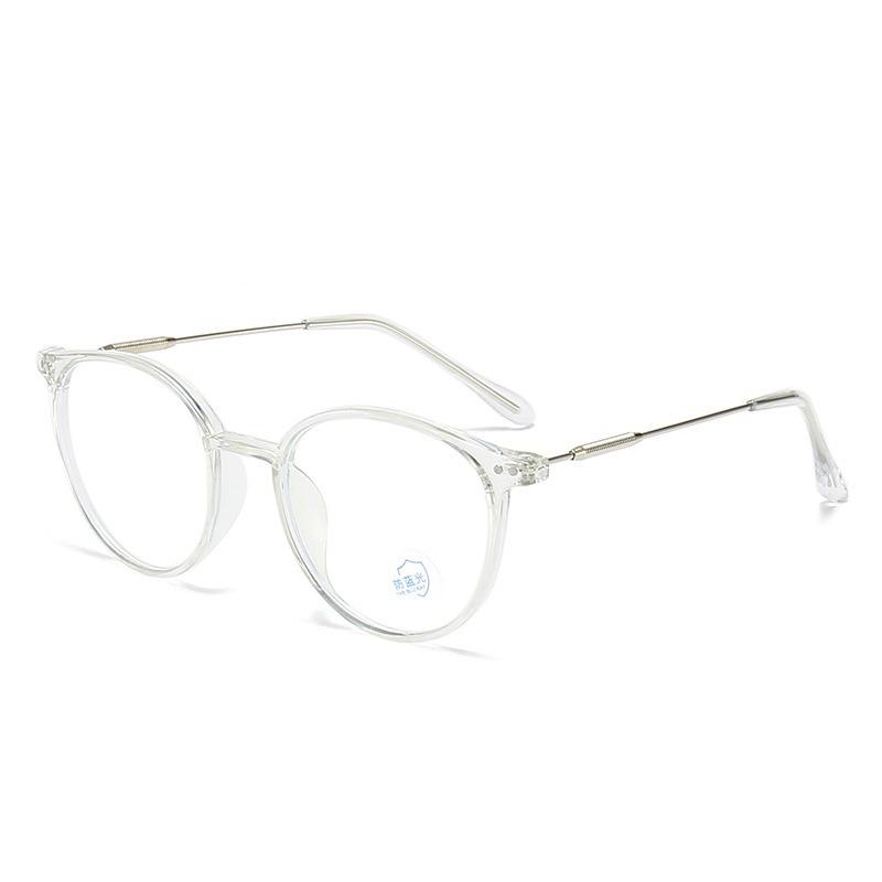 Anti-Blue Light Plain Glasses Ultra-Light Blush Cold Brown Color Korean Anti Radiation Eyeglasses Round Metal Frame