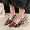 Туфли с острым носком и высоким каблуком с чувством дизайна и элегантности 2025, туфли с закрытым носком и открытым каблуком, модные тонкие каблуки и сексуальные босоножки