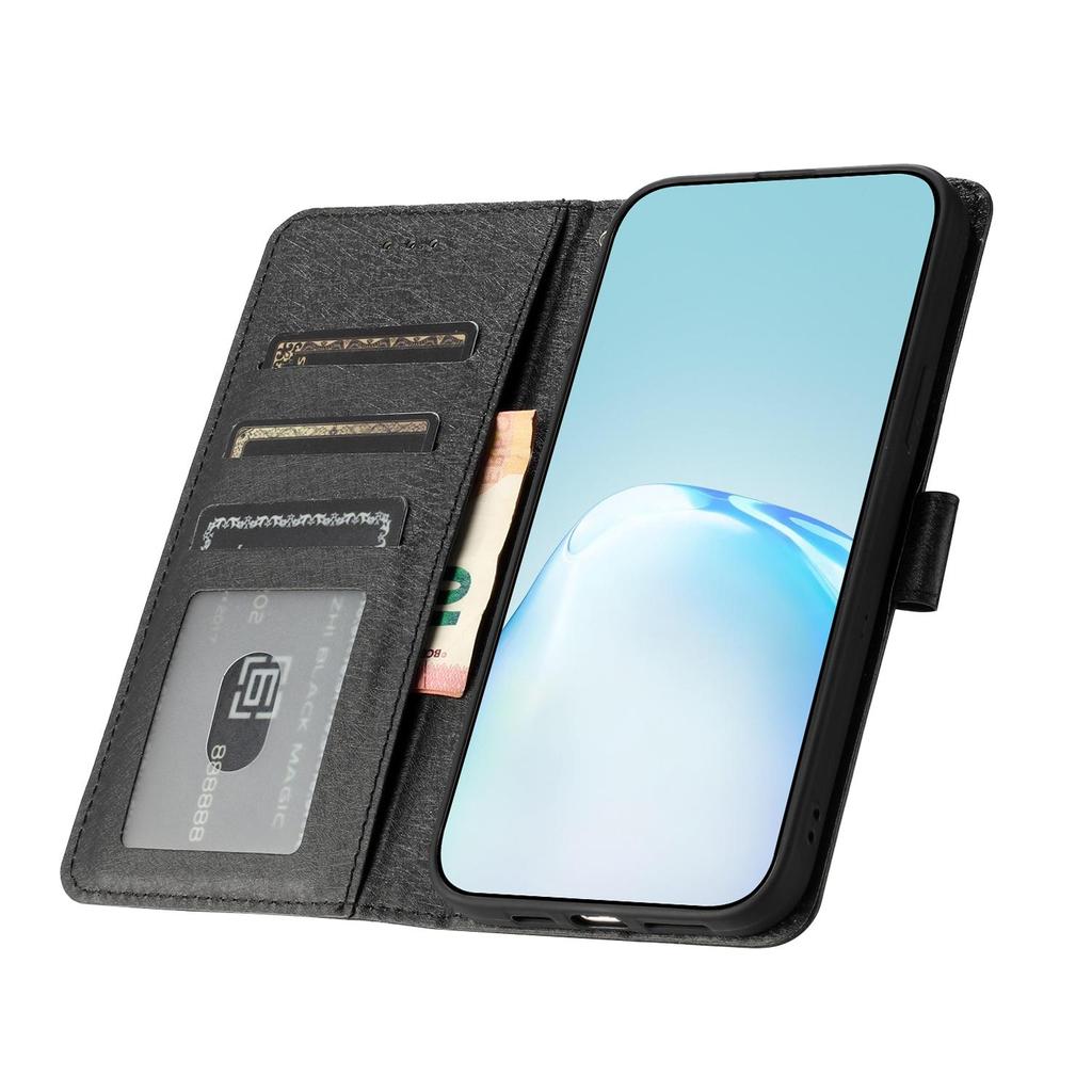Classics Smooth Silk Leather Phone Wallet Case Book Kickstand For iPhone Samsung Xiaomi Redmi Google Moto Pro Solid Girls Magnetic Card Flip Cover Bag