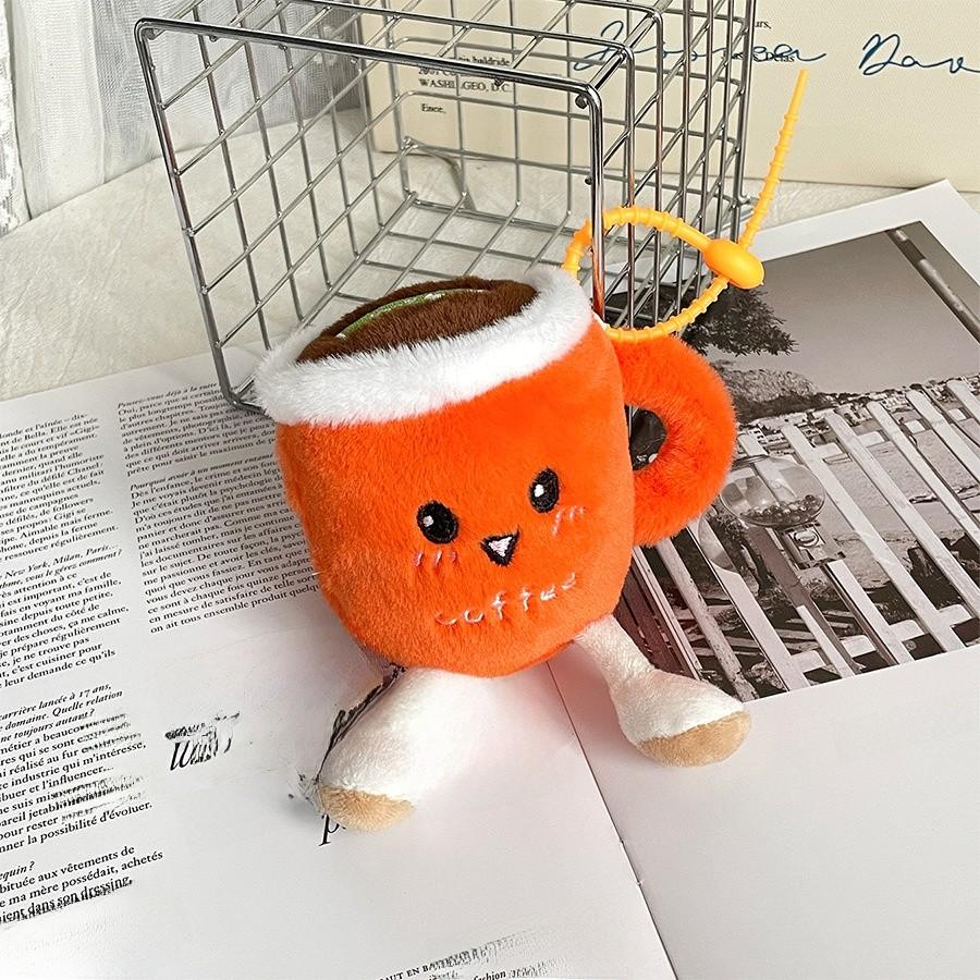 Cup Plush Coffee Keychains With Smiley Face Design For Desk Decor Gifts And