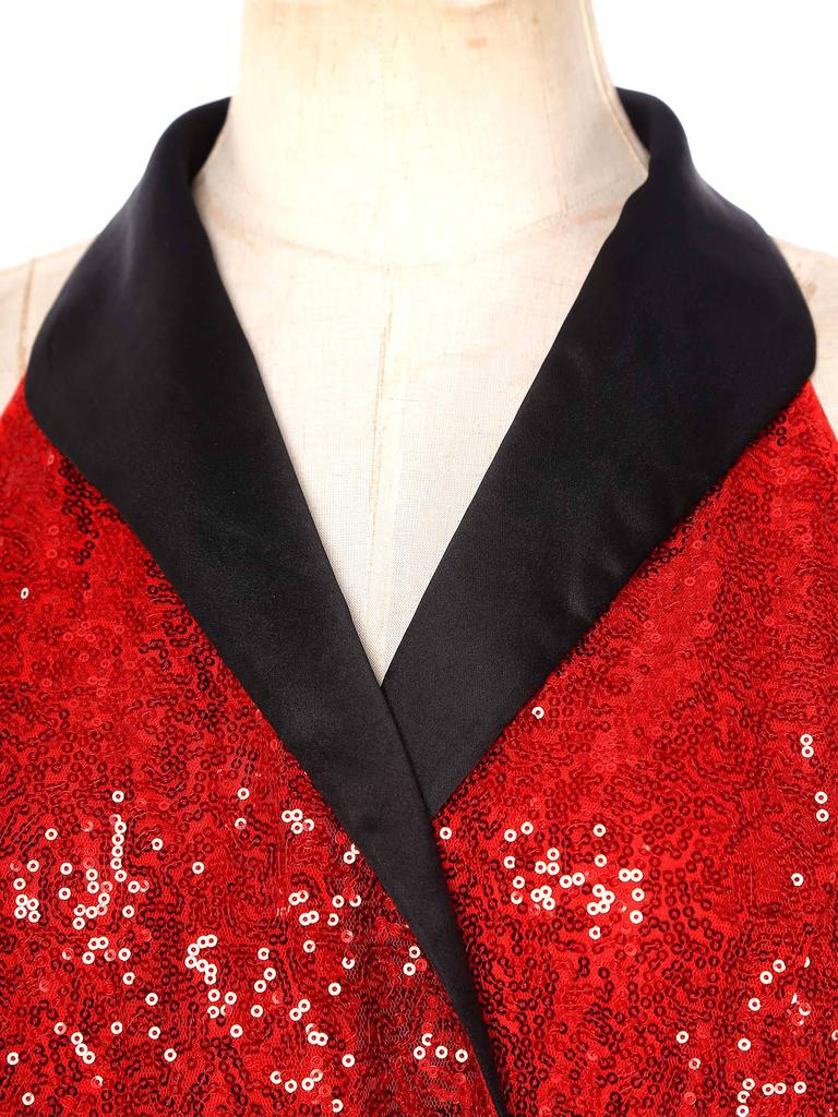 Женские жилеты V-образный вырез Без рукавов Жилет Блестящие Пайеточные Костюмы Жилеты Клубная одежда Рейв Музыкальный Фестиваль Джаз Танцевальная Вечеринка Нарядные Топы