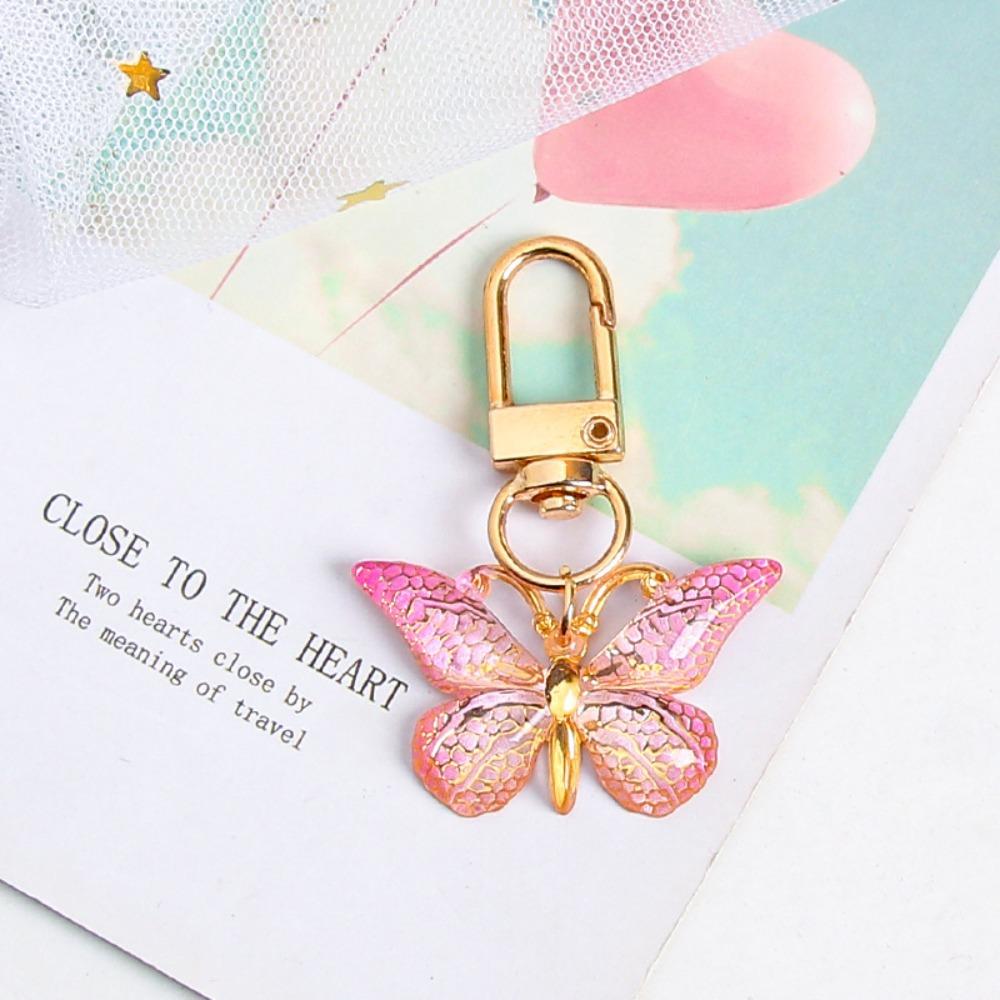 Fashion Exquisite Butterfly Keychain Crystal Butterfly Lobster Button Key Holder Accessories Handbag Pendant Party Decoration