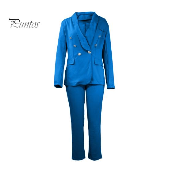 Женский комплект из 2 предметов: пальто и брюки, однотонный кардиган с длинными рукавами и лацканами, куртка средней длины с брюками и высокой талией, деловой деловой наряд для поездок на работу