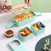 Герметичная коробка для завтрака Bento с 3 отделениями, двухслойная пряжка, безопасная для микроволновой печи, штабелируемая коробка для салата для детей и взрослых