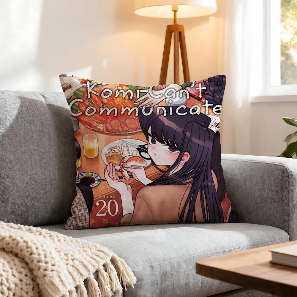 Anime Komi Can'T Communicate Cushion Cover 1Pcs Decorative Covers Soft Cushion Case For Sofa Couch Decor 40X40 45X45 Pillowcases