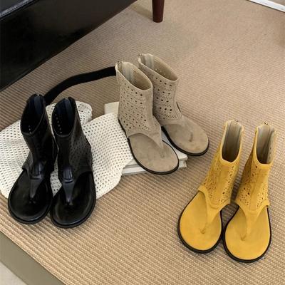 Летние новые сандалии с открытым носком, полые дышащие прохладные ботинки, внутренняя платформа, римские туфли, ботильоны для коротких брюк, женские