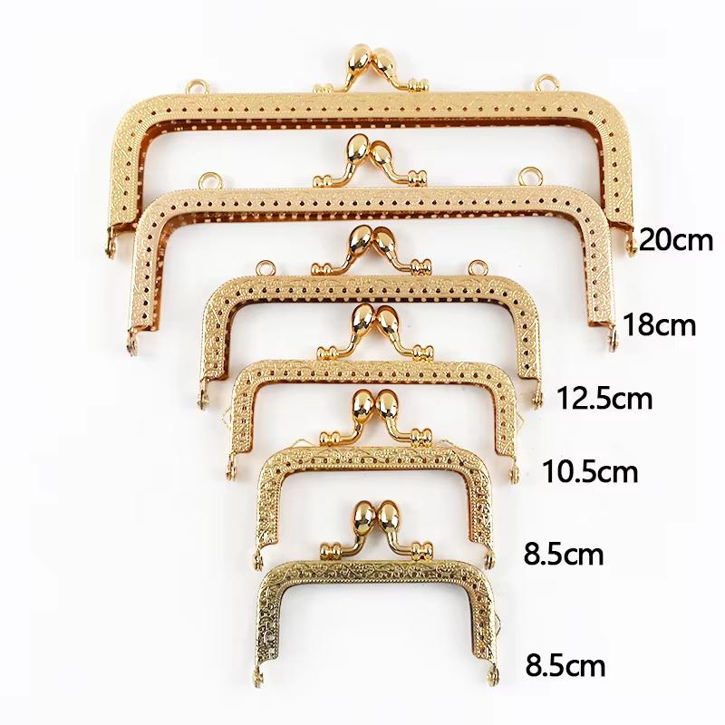 1Pcs 8.5-20Cm Metal Gold Embossed Bag Handle Purse Frame Kiss Clasp For Women'S Handbag Wallet Diy Handmade Bags Accessories