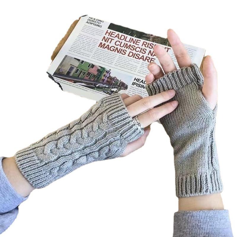 Women Knitted Arm Warmer Long Fingerless Gloves Mitten Winter Y2K Solid Arm Sleeve Fashion Casual Soft Girls Clothes Punk Gloves