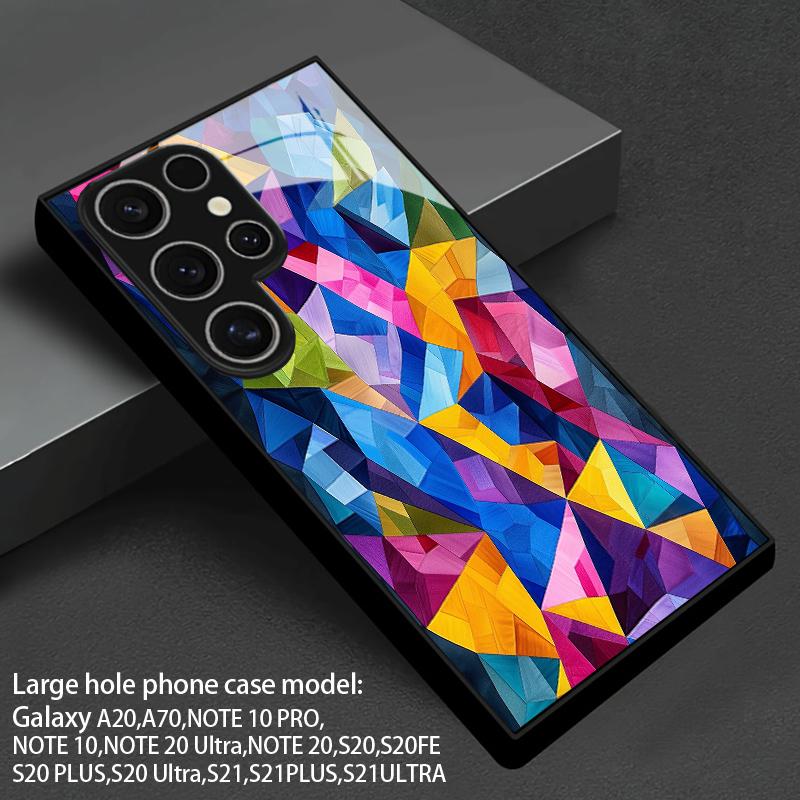 Яркий Геометрический Узор 2D Чехол для Телефона для Samsung S26 S25 S24 S23 S22 S21 S20 A56 A36 A16 - Стеклянная Защитная Крышка