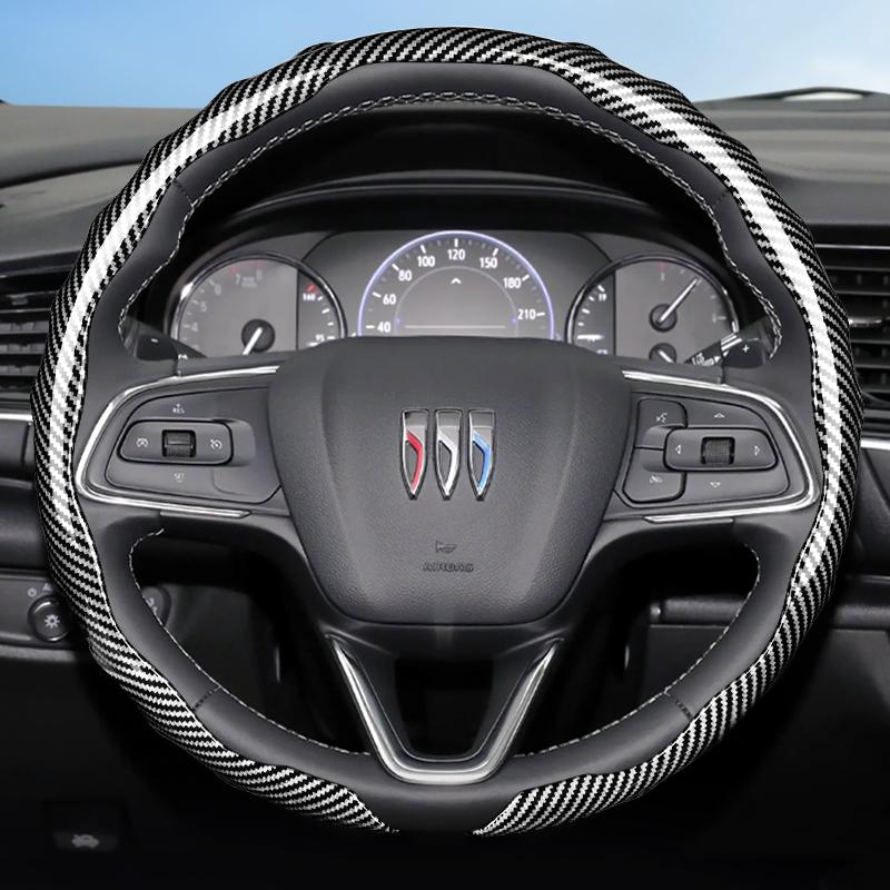 Подходит для Buick Чехол на руль с текстурой под карбон, защелкивающийся, волнообразной формы, спортивный дизайн, прочный защитный чехол, Encore Gx Envista Envision
