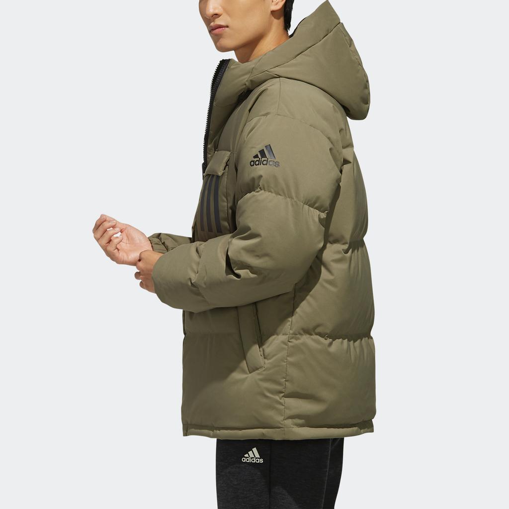 Adidas Reversible Down Jacket With Solid Logo Print Men Outerwear Khaki-Brown EH4009
