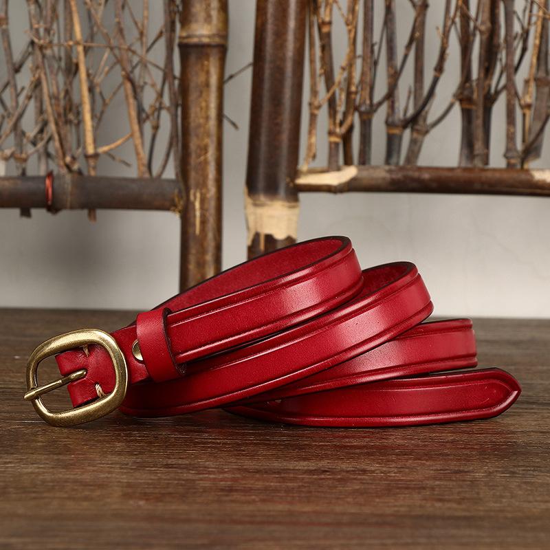 Женский модный ремень в стиле ретро, ​​универсальные джинсы из натуральной кожи крупного рогатого скота, декоративный тонкий ремень