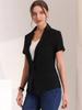 Женский офисный костюм Allegra K, блейзер, короткий рукав, на одной пуговице, черный, размер XS