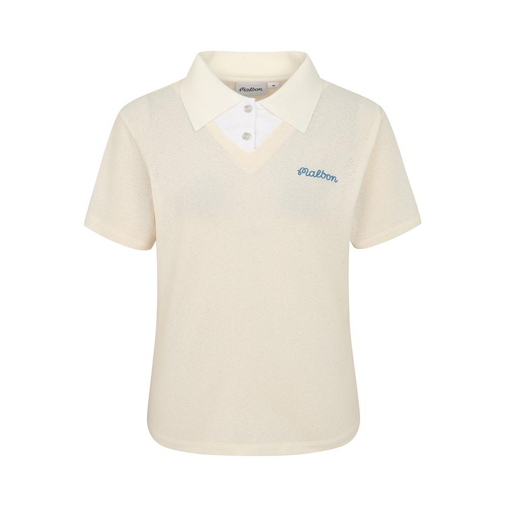 MALBON GOLF Layered Collar T-Shirt Cream (Woman)