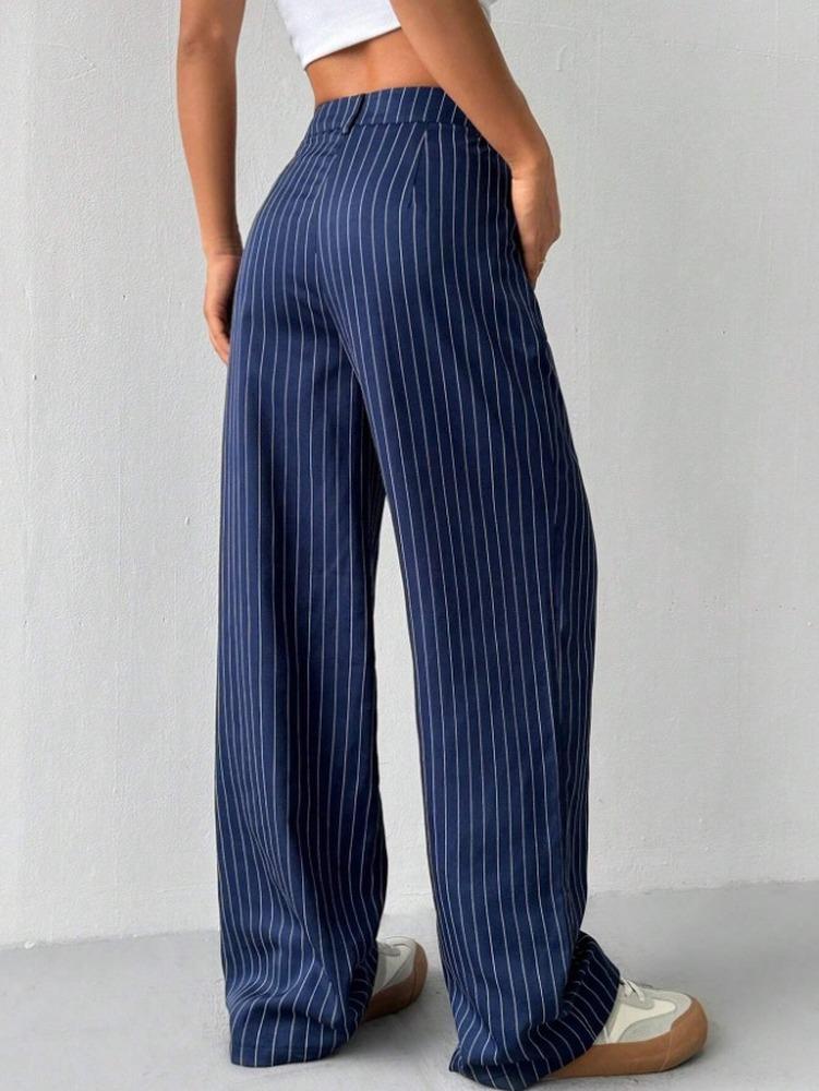 2026 New Loose Wide Leg Pants Women Striped Casual Trousers Loose Fit Long Pants Fashion Elegant Office Ladies Simple Long Pants