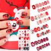 24PCS Kids Christmas Fake Nails Press On Full Cover Stick On False Nail Tips *