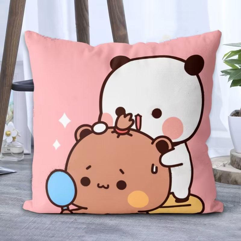 Panda Bubu And Dudu Printing Throw Pillow Cartoon Square Pillow Kawaii Anime Soft Waist Sofa Cushion Throw Bedroom Pillows
