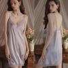 2024 Women's Sexy Ice Silk Lace Nightdress with Stylish Back