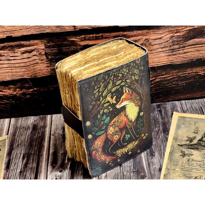 Handmade Leather Journal For Men Women Grimoire Book For Traveling Sketchbook Birthday Gift. ( 200 Pages )