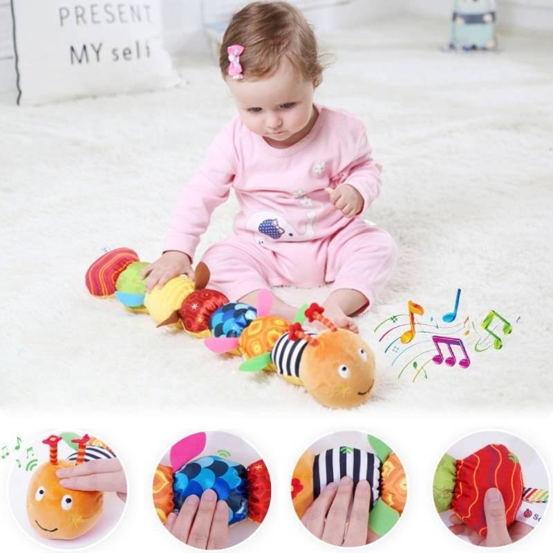 Sozzy Plush Music Crinkle Paper Toy For Infants Soft Comforting Stuffed Caterpillar