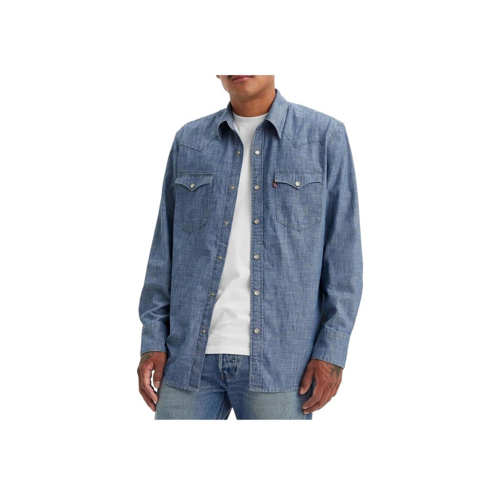Рубашка Levis Barstow стандартного кроя, легкая, в западном стиле, с однотонным воротником на пуговицах, джинсовая рубашка с длинным рукавом для мужчин, синяя 85744-0067