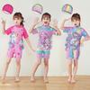 Adorable Short-Sleeve One-Piece Swimsuit for Girls - Conservative Swimwear for Small To Medium Children