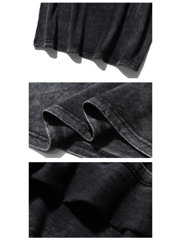 Харадзюку Винтажная Черная Футболка с Аниме Принтом Мужская Уличная Одежда