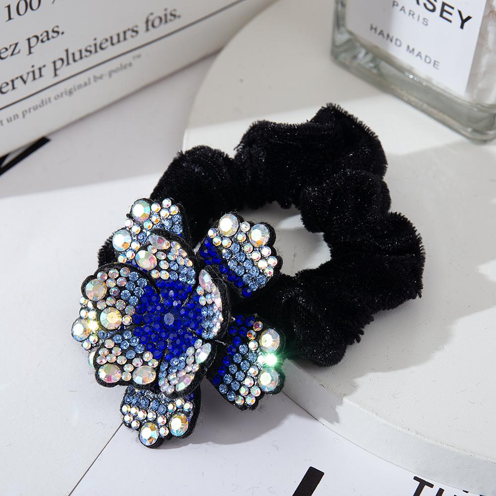 Женские резинки для волос со стразами, бархатные эластичные резинки для волос, цветочные кольца для волос, резинки для волос, хрустальные головные уборы, аксессуары для волос