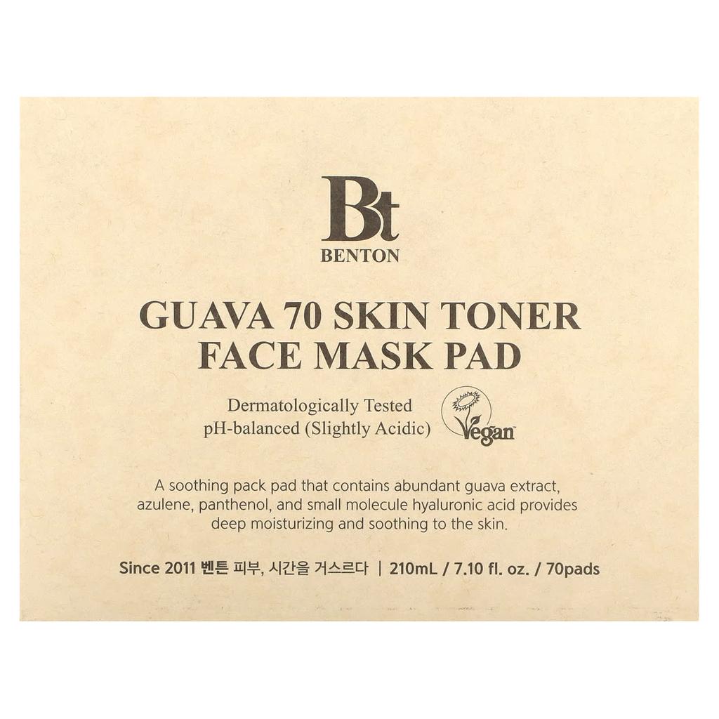 Benton Маска-диски для лица с тоником Guava 70 Skin Toner, 70 листов, 7,1 жидких унций (210 мл)