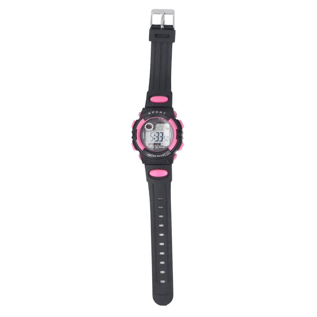 Pink Small Kids Digital Sports Watch 30m Waterproof LED Wristwatch with Stopwatch and Alarm Clock