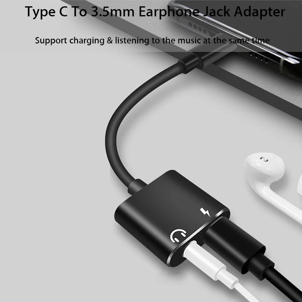 2 In 1 Charging Audio Cable Earphone Adapter Type-C Audio Splitter Adapter Type C To 3.5 Mm