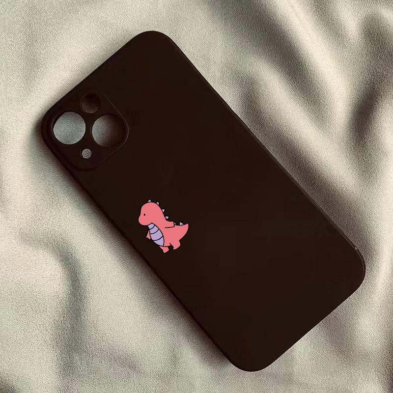 Милый чехол для телефона с мультяшными динозаврами для iPhone 16 15 14 11 12 13 Pro Max Mini 16E 17 Pro. Минималистичный силиконовый чехол для влюбленных.
